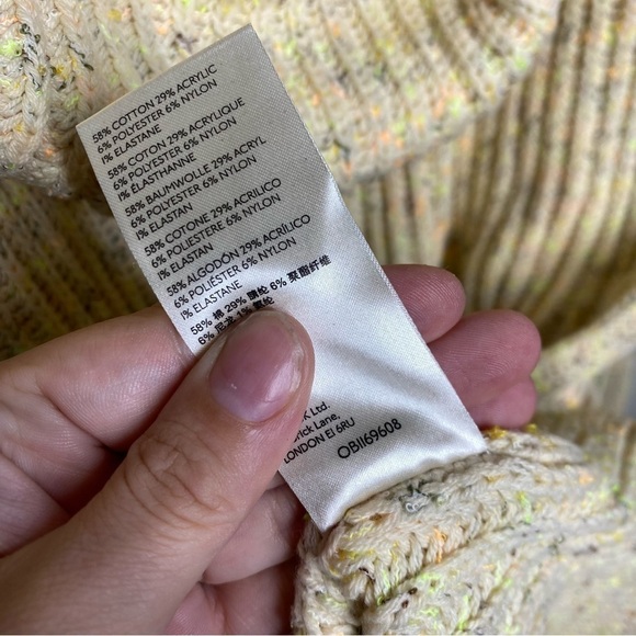 Free People Leo Tunic Cowl Neck Pullover Sweater in Sassy Peach Combo - Picture 6 of 6